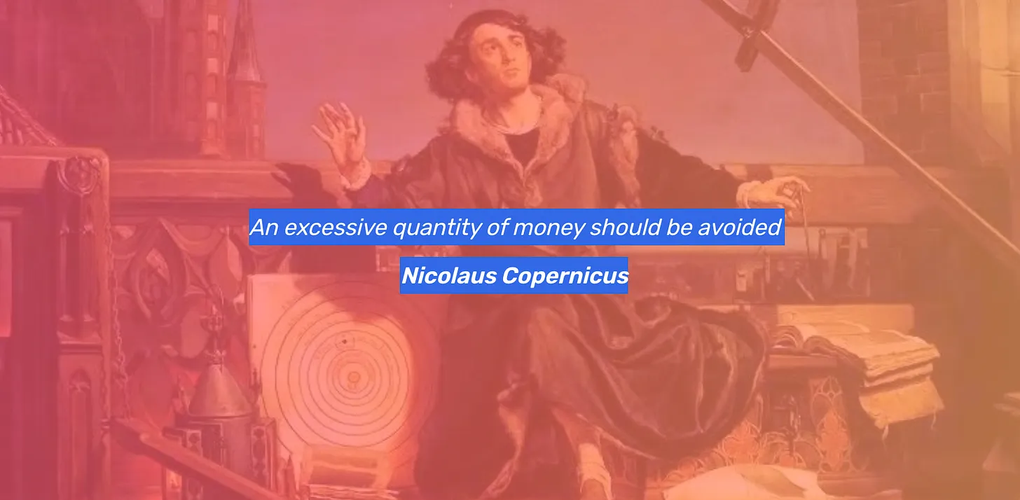 Classical economics-inspired illustration symbolizing money supply and prices